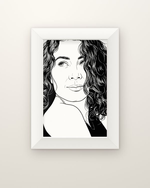 Retrato em arte de linha